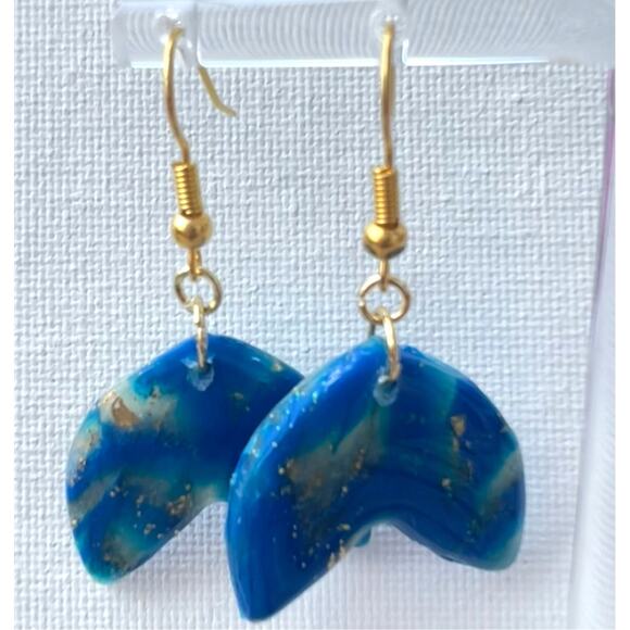 Artisan Sand & Sea Mermaid Tail Clay Dangle Earrings 1.8" Length - Picture 2 of 2